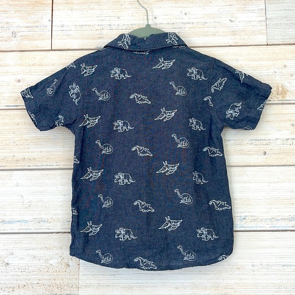Little Lad Dinosaur Button-Down Short-sleeve Shirt - size 3T - Picture 3 of 3